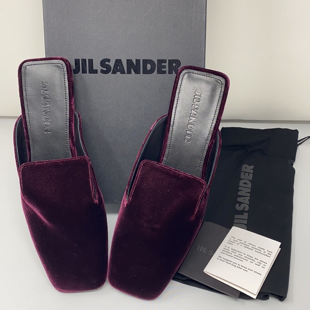JIL SANDER velour mule shoes
